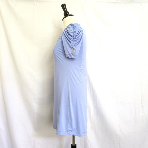 Juicy Couture Swimsuit Cover Up Mini Dress XS Blue Puff Sleeves Heart Buttons - Picture 9 of 15